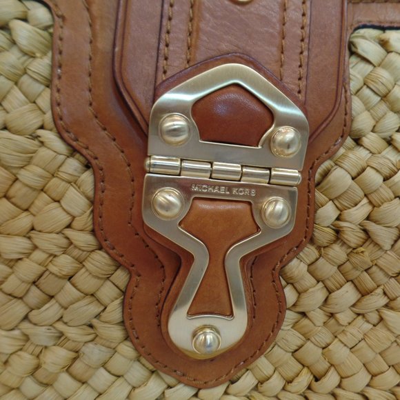 Michael By Michael Kors Santorini Raffia Tote With Beautiful Leather Accents - Picture 3 of 16